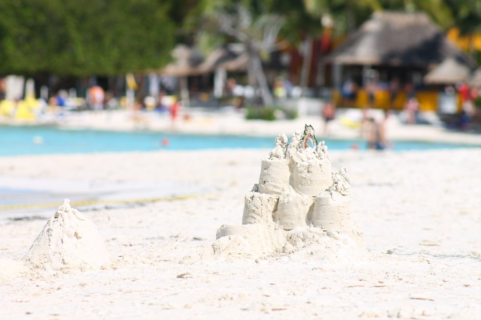 incredibly beautiful white sand on a blurred background