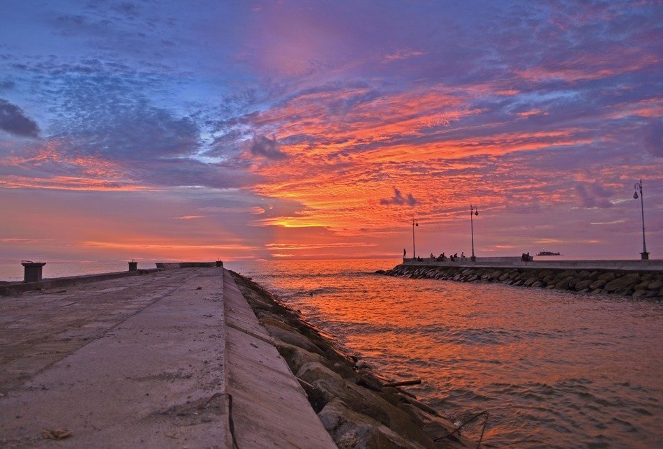 pink sunset over the beach in Pariaman