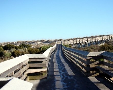 boardwalk with coastline fence