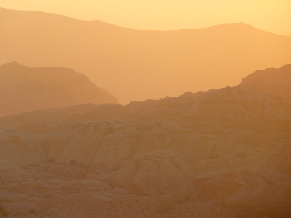 sunset over mountains in Jordan