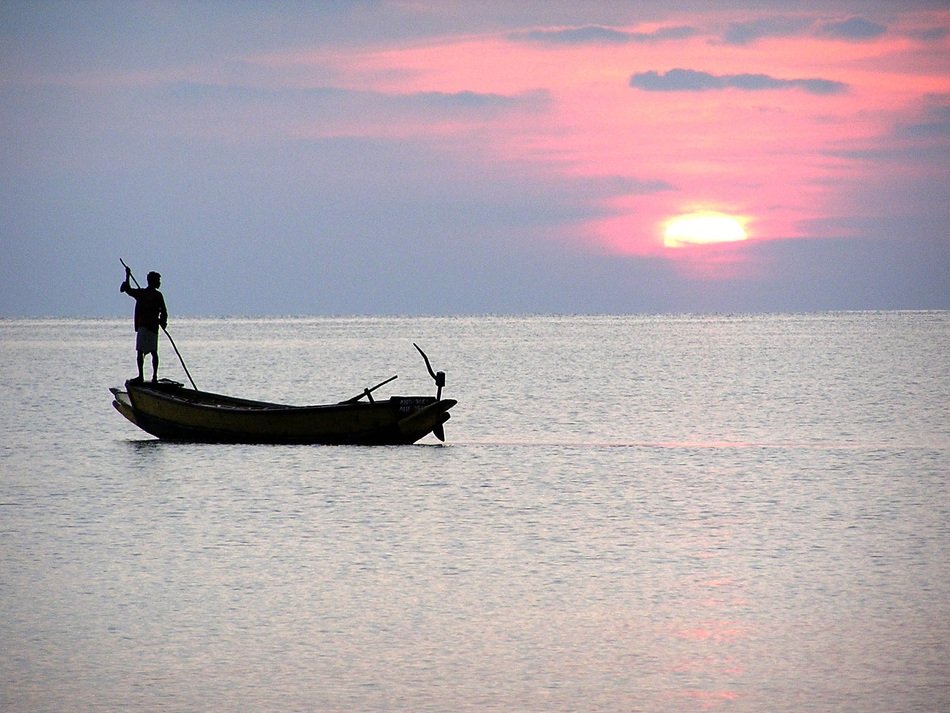 fishermen sunset boat