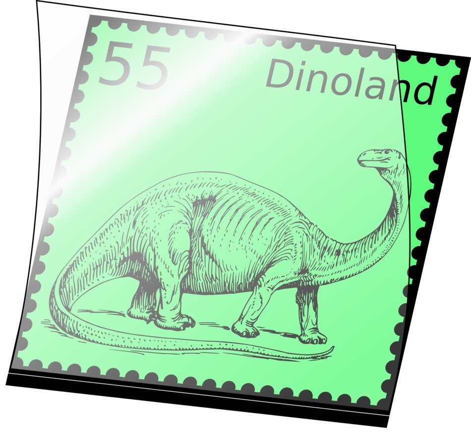 green post stamp with dino vector art