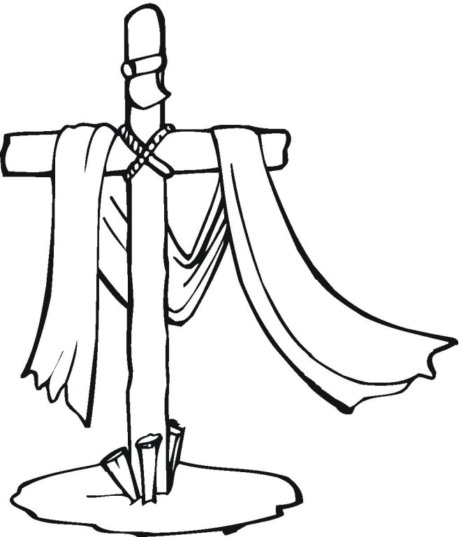 Black and white drawing of Lenten cross free image download