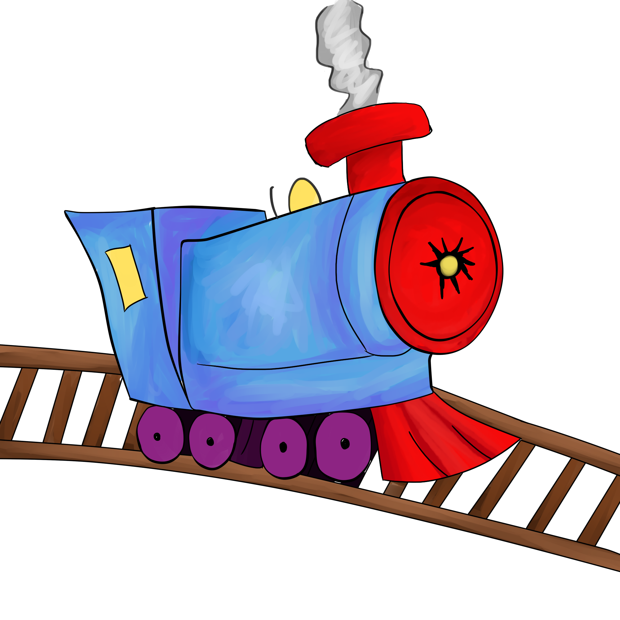 Cartoon blue steam train free image download