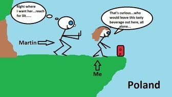 two stick figures on map