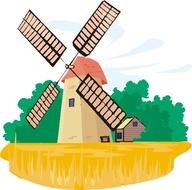 Nice And Beautiful Wind Mill Coloring Pages