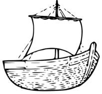 painted white ship on a white background