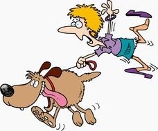 picture of a running woman with a dog