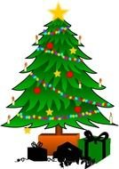gifts under the christmas tree on a white background