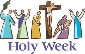 symbol of Jesus, people and the inscription Holy Week