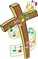 music cross drawing