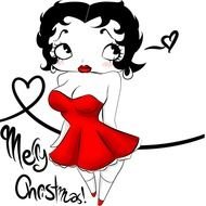 Merry Christmas, greeting with sexy Betty Boop Doodle