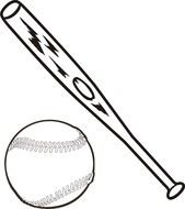 Black And White Baseball bat and ball