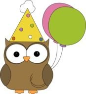 Party Owl Image Brown Wearing A Fun Hat And