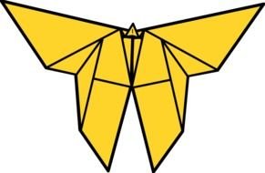 drawn yellow origami butterfly