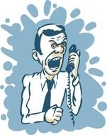 drawn angry man talking on the phone