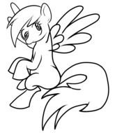 drawn pony with wings in a coloring book