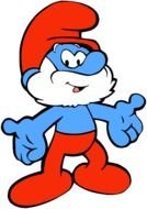 blue papa Smurf on a white background