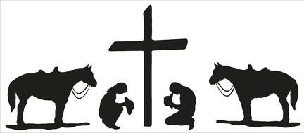 Clip art of praying cowboys silhouettes