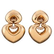 Bulgari Diamond And Yellow Gold Heart Shaped Drop Earrings At 1stdibs