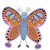 Butterfly Spots Insects Art Orange Black Blue N2