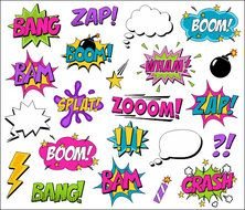 superhero words on a white background