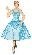 Clip art of the woman in a blue dress