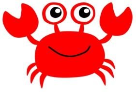 cartoon crab on black as a picture for clipart