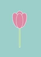 drawing of a pink tulip on a blue background