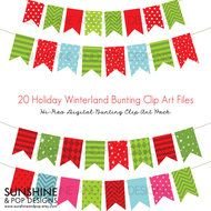 Instant Download 20 Holiday Christmas Digital Bunting