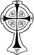 Black and white drawing of Orthodox cross clipart