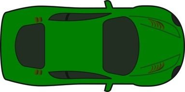 top view on a green car
