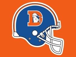 painted blue football helmet on an orange background