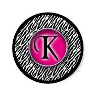 The Letter K In Pink Zebra Black And Monogram