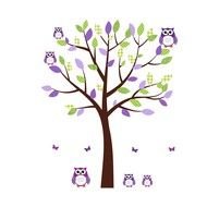 Purple Owls and tree drawing