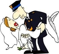 caricature of a fireman's wedding