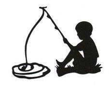 boy fisherman as a black silhouette