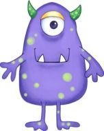 cute Big Purple Monster With Green Polka Dots And Horns