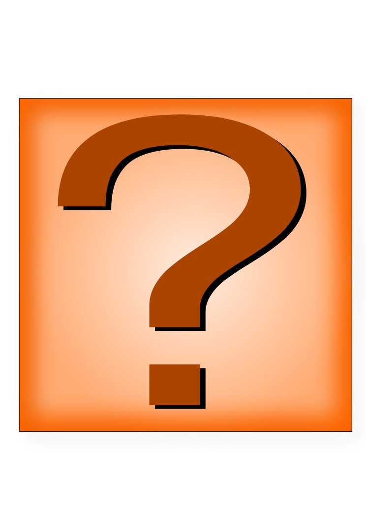 brown question mark in orange square
