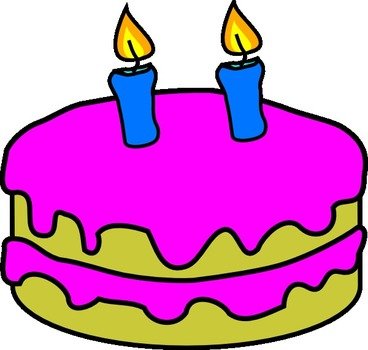 Birthday Cake 2 Candles Vector Online Royalty clipart