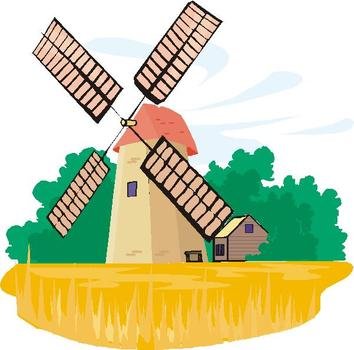 Nice And Beautiful Wind Mill Coloring Pages