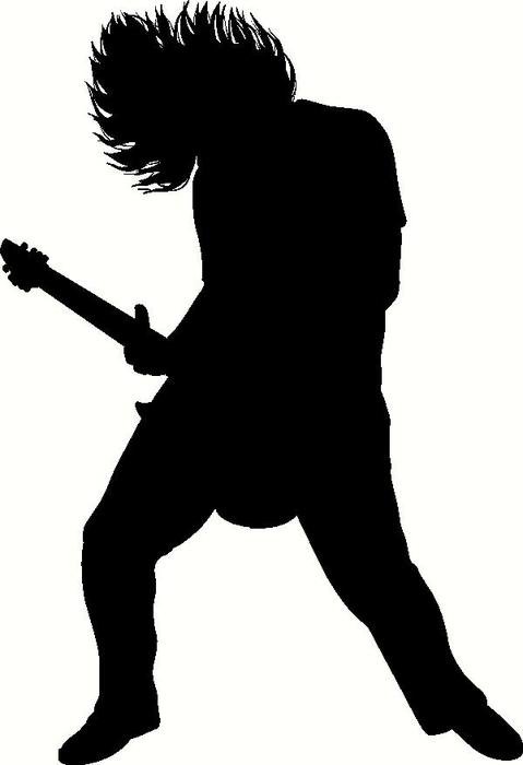 male Rocker plays guitar, Silhouette