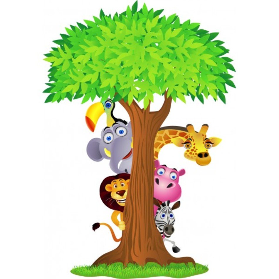 Sticker Enfant Arbre Animaux De La Jungle Stickers