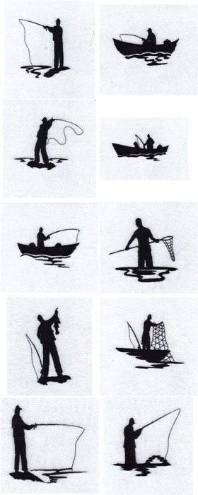 collage from the image of fishermen on the lake