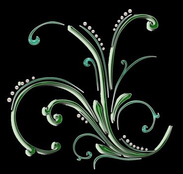 green pattern on a black background