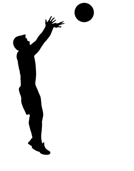 silhouette of a man with a ball
