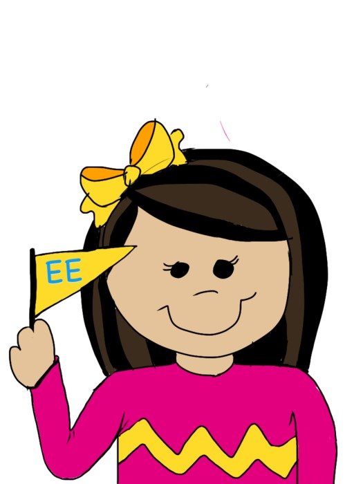 girl with flag ee drawing