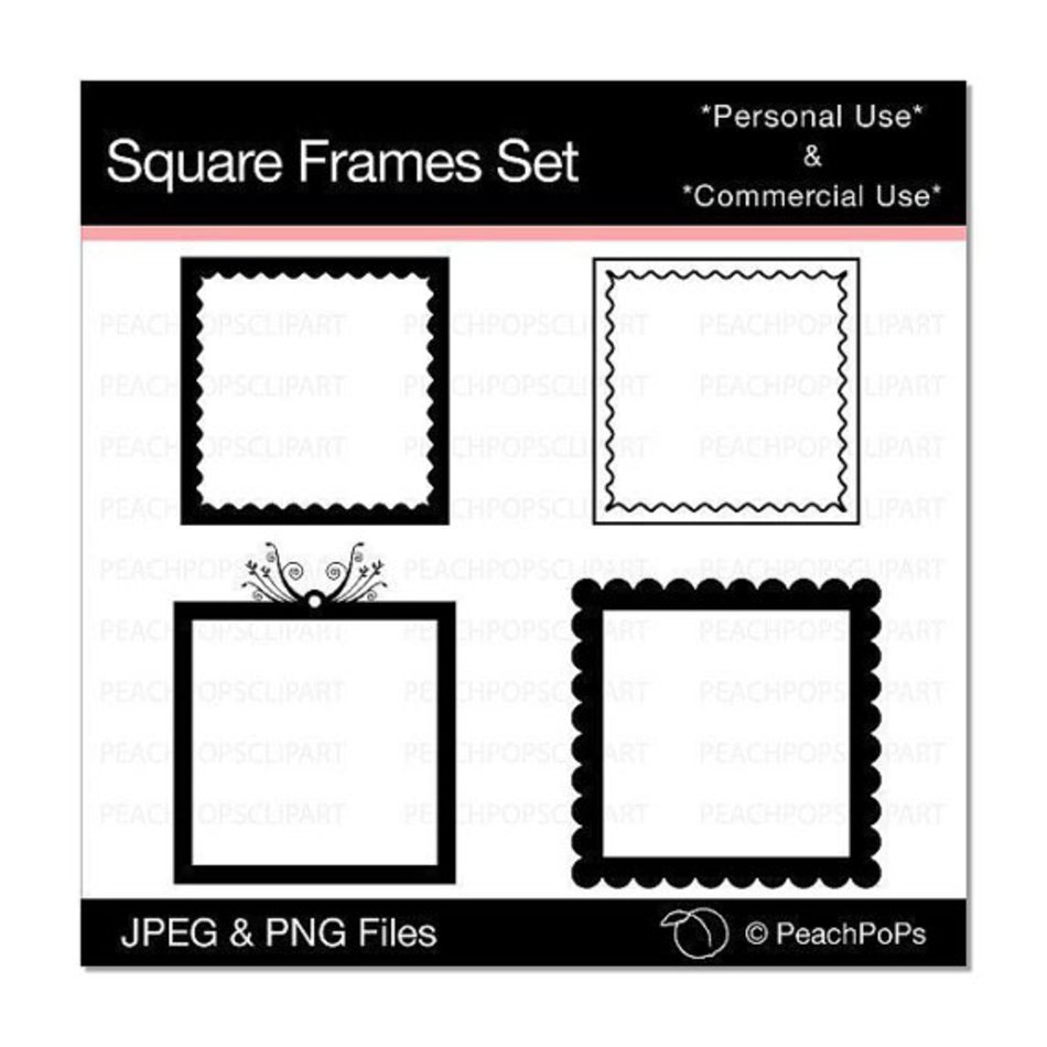 Clip Art Digital Square Frames Set