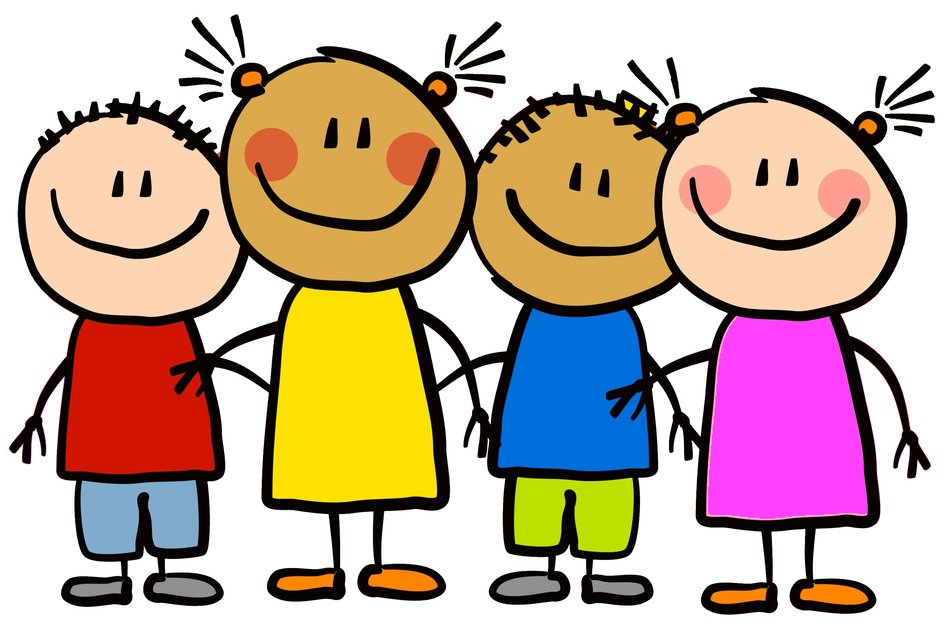 colorful cartoon kids in row