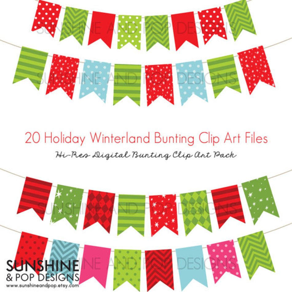 Instant Download 20 Holiday Christmas Digital Bunting